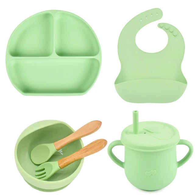 Lightly-shop™ silicone baby feeding set - 6 in 1