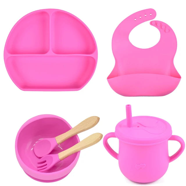 Lightly-shop™ silicone baby feeding set - 6 in 1