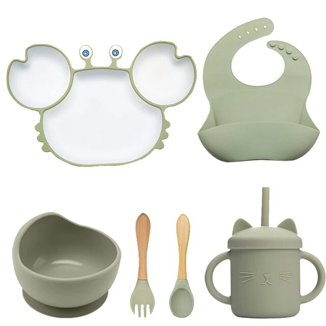 Lightly-shop™ silicone baby feeding set 6 in 1 - Сrab two colors