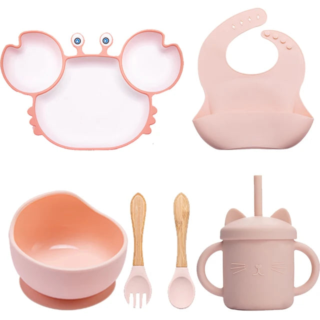 Lightly-shop™ silicone baby feeding set 6 in 1 - Сrab two colors