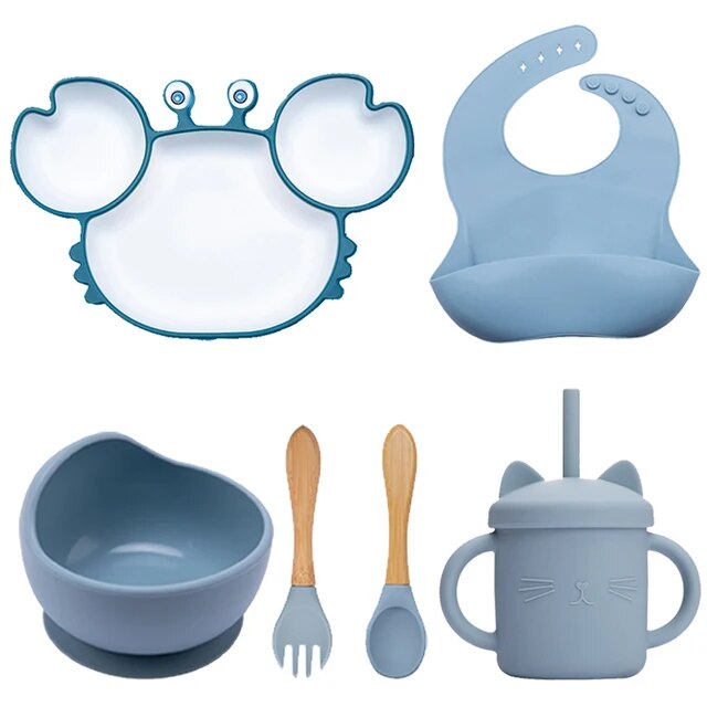 Lightly-shop™ silicone baby feeding set 6 in 1 - Сrab two colors