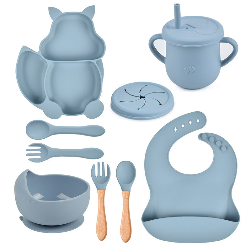 Lightly-shop™ silicone baby feeding set - Squirrel 9 in 1