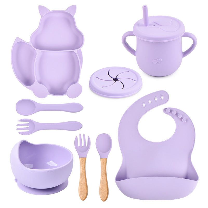 Lightly-shop™ silicone baby feeding set - Squirrel 9 in 1