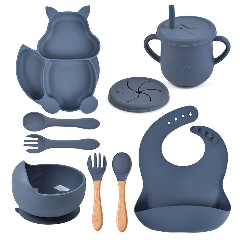 Lightly-shop™ silicone baby feeding set - Squirrel 9 in 1