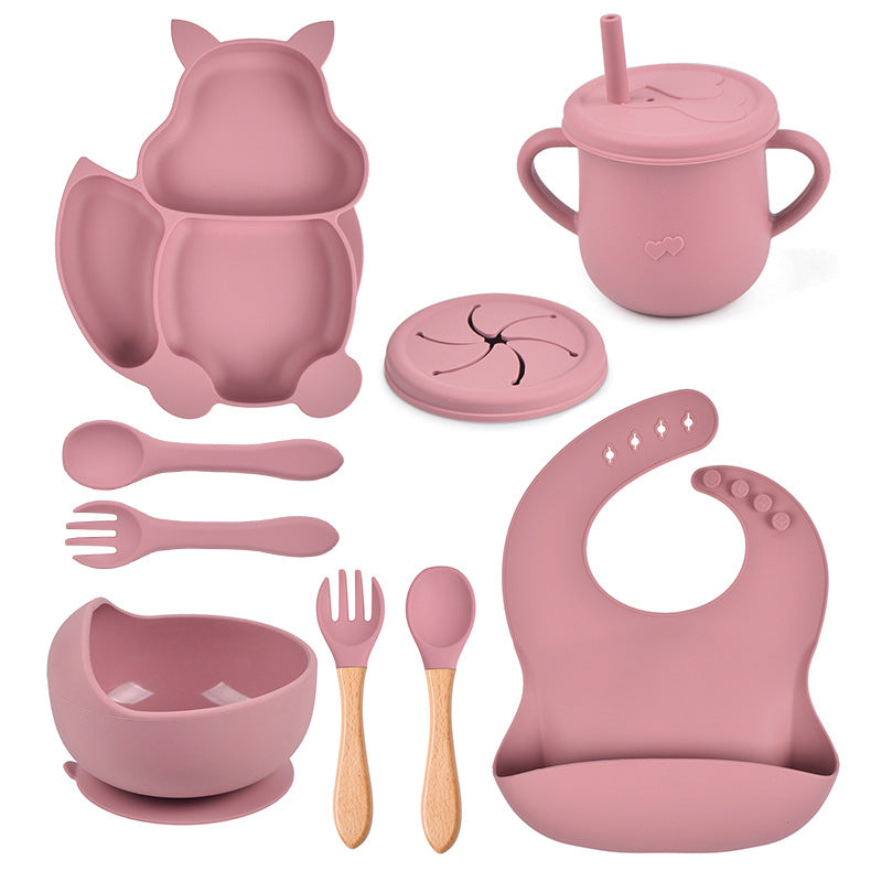 Lightly-shop™ silicone baby feeding set - Squirrel 9 in 1