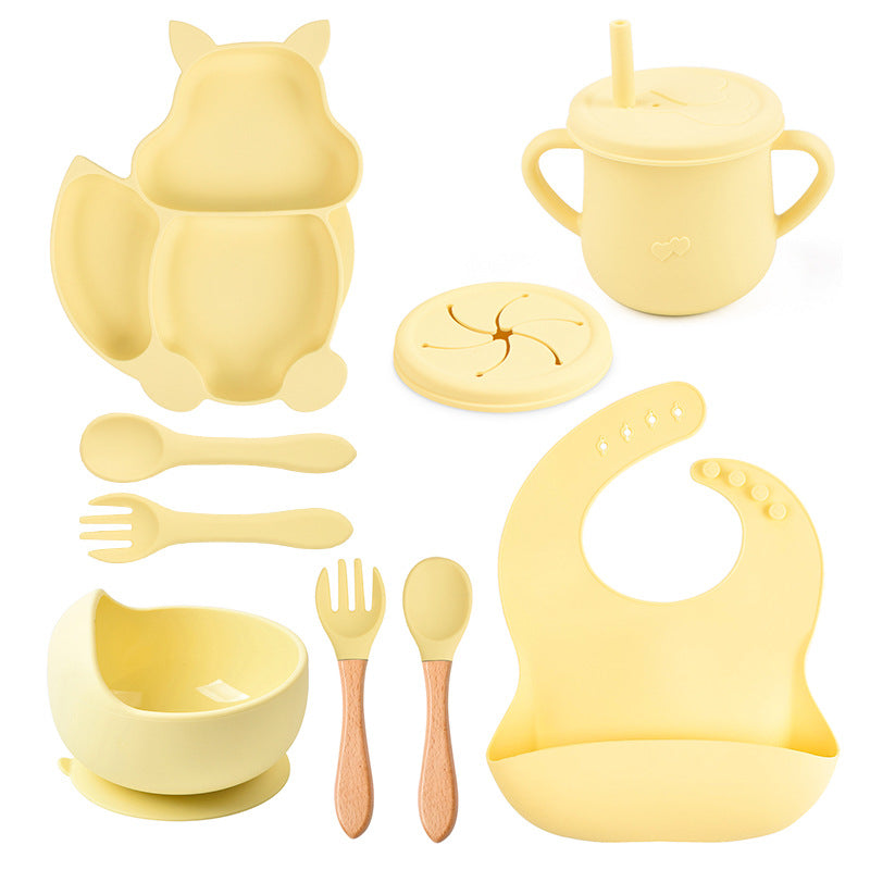 Lightly-shop™ silicone baby feeding set - Squirrel 9 in 1